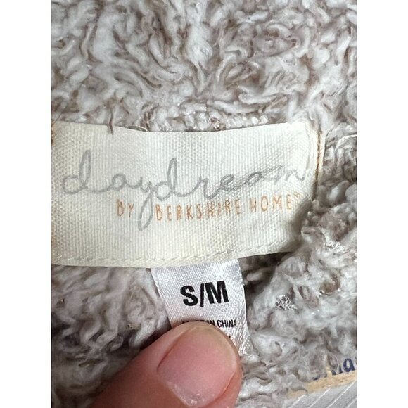 Daydreams Women's Small Medium Hooded Tie-Belt Bathrobe Two-Tone Gray Super Soft - Picture 13 of 14